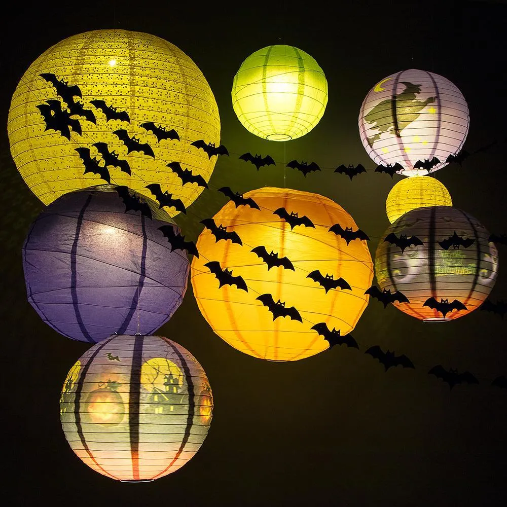 12" Ghosts and Bats Happy Halloween Paper Lantern