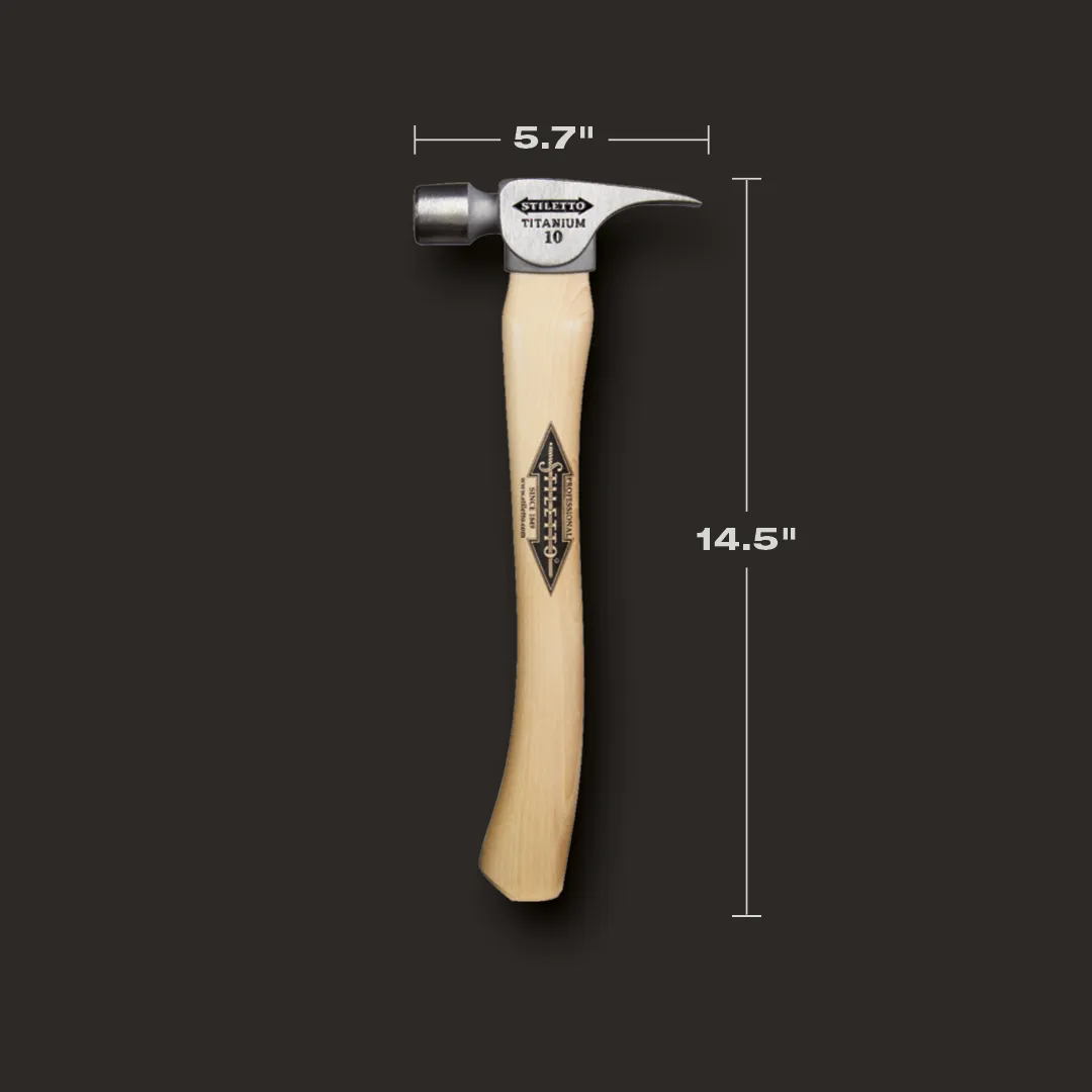 14-1/2" Titanium Hammer With Smooth Face Curved Hickory Handle, 10oz