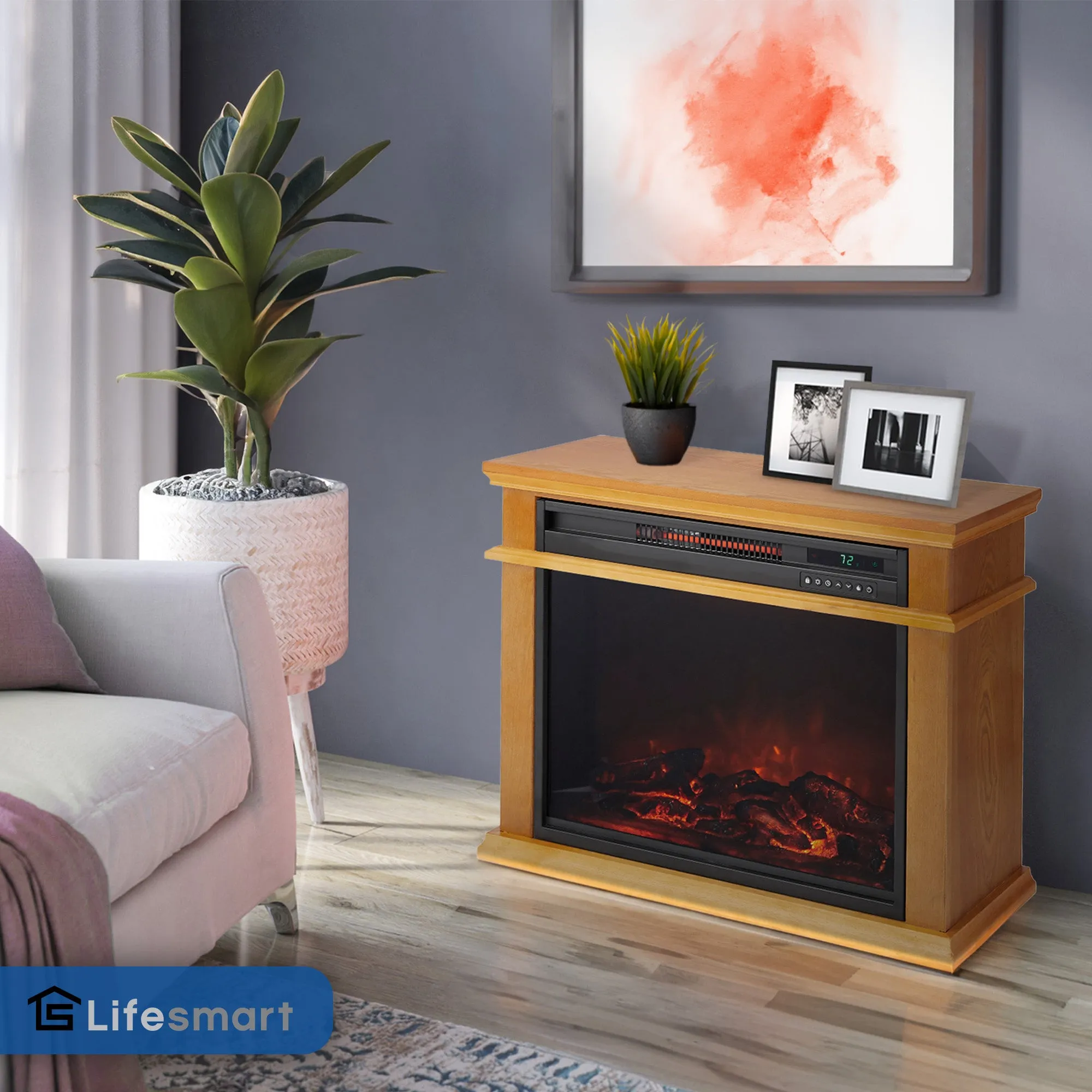 1500 W Portable Electric Infrared Quartz Fireplace Heater, Indoor Use (Open Box)