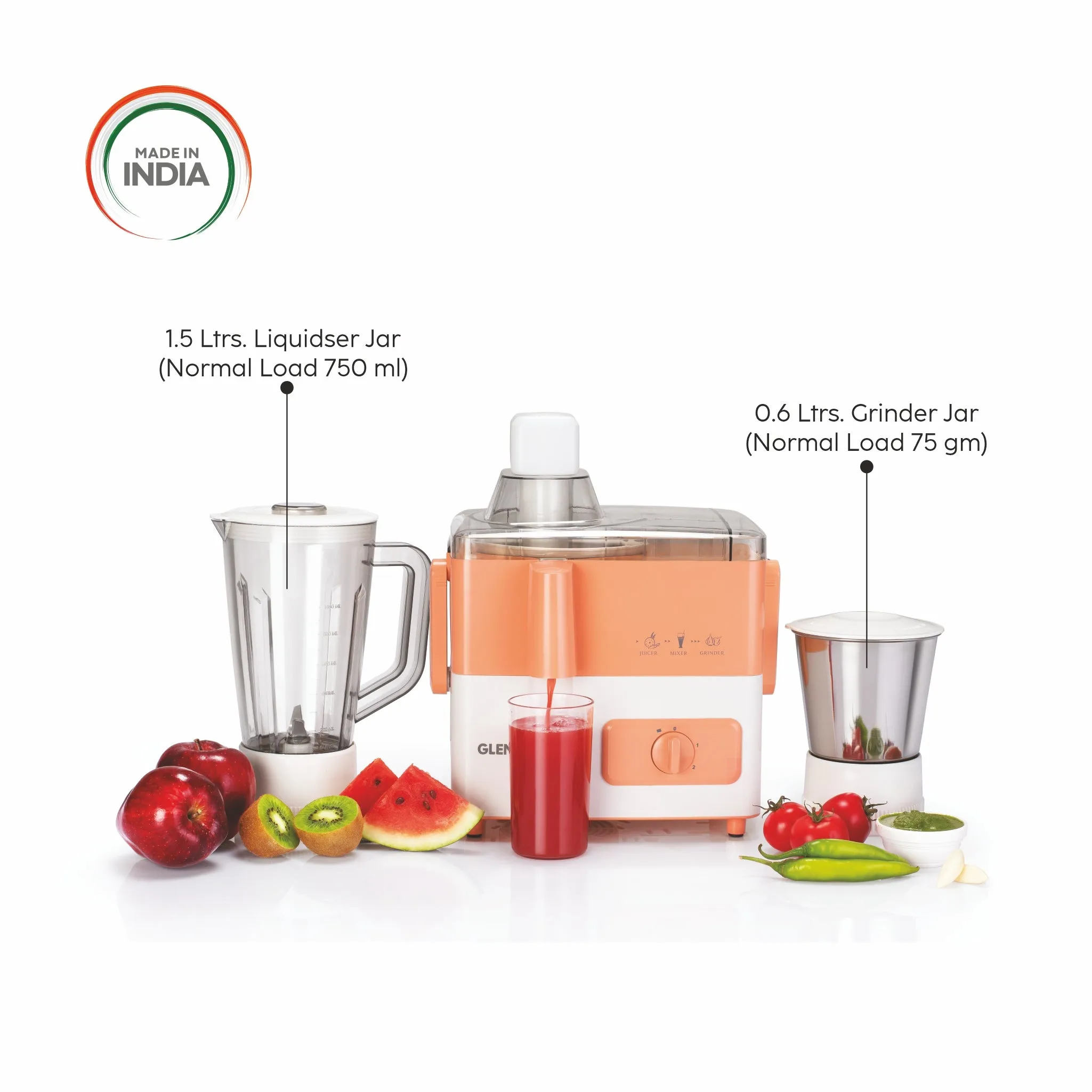 3-in-1 Juicer Mixer Grinder with 2 Jars 500 watt Power - SA4012JAR2