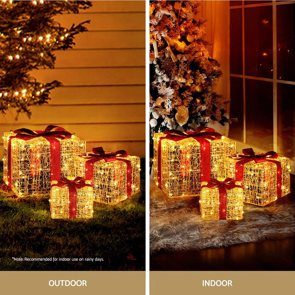 3-Pieces Christmas Lights 240 LED Fairy Light Gift Box Decorations