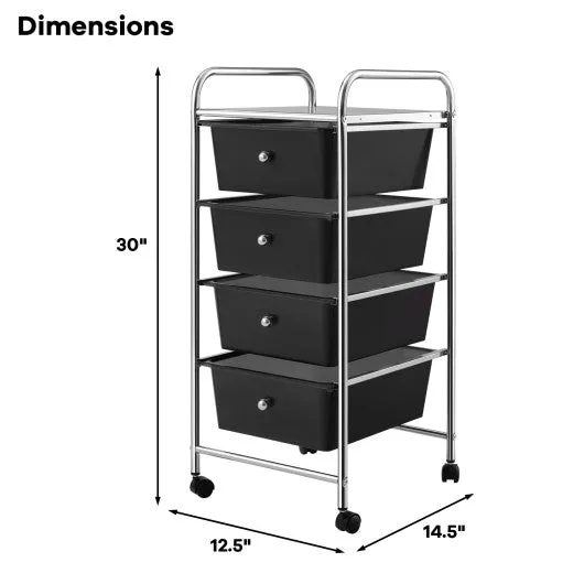 4 Drawers Metal Rolling Storage Cart