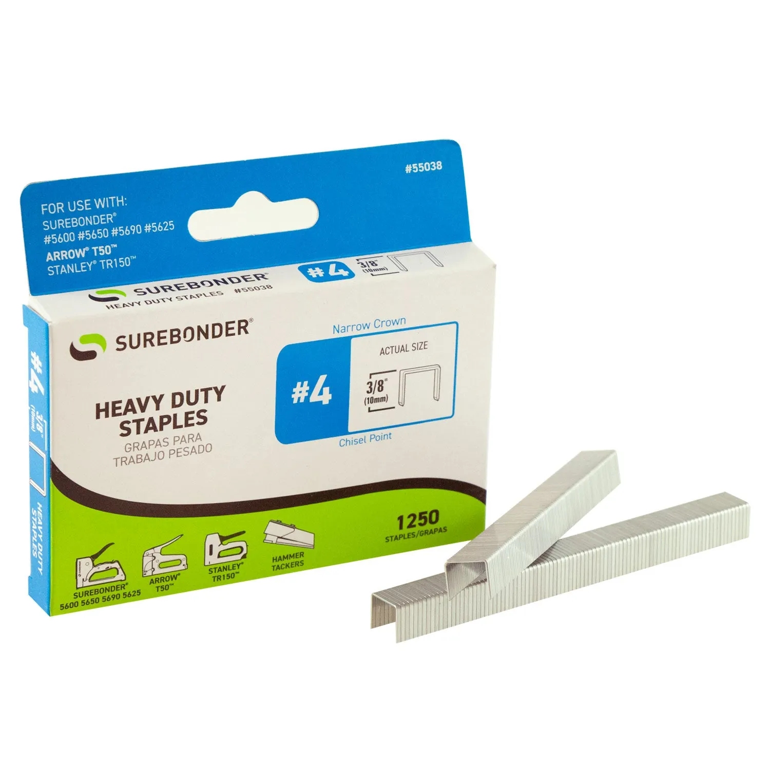 #4 Heavy Duty 3/8" Narrow Crown Staples - 1250 ct.