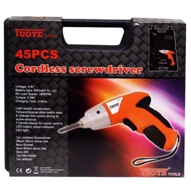 45 Pcs Cordless Screwdriver Set