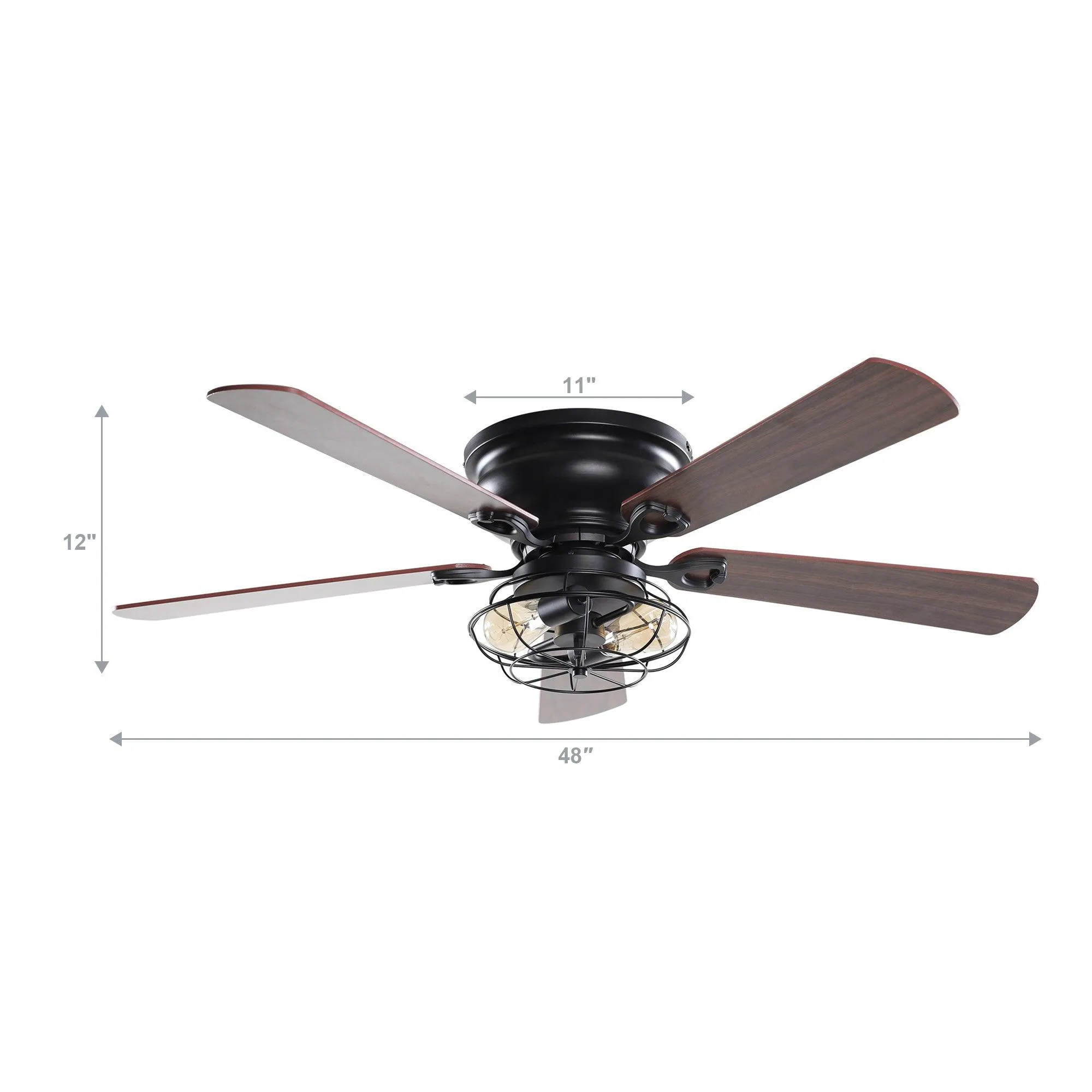 48" Ummuhan Industrial Flush Mount Ceiling Fan with Lighting