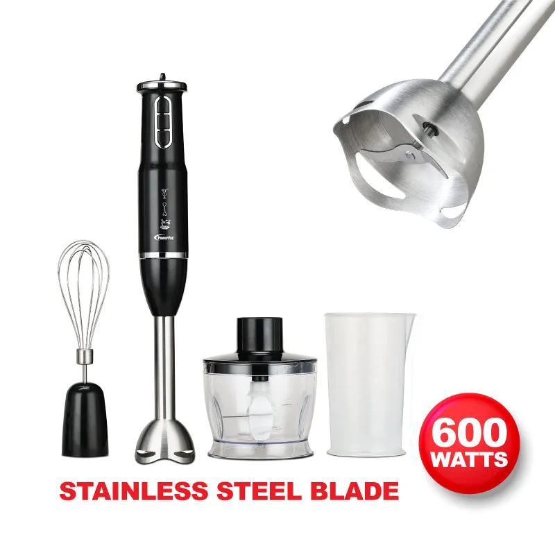 4in1 Hand Blender Set with Stainless Steel Blade 600W  (PPBL393)