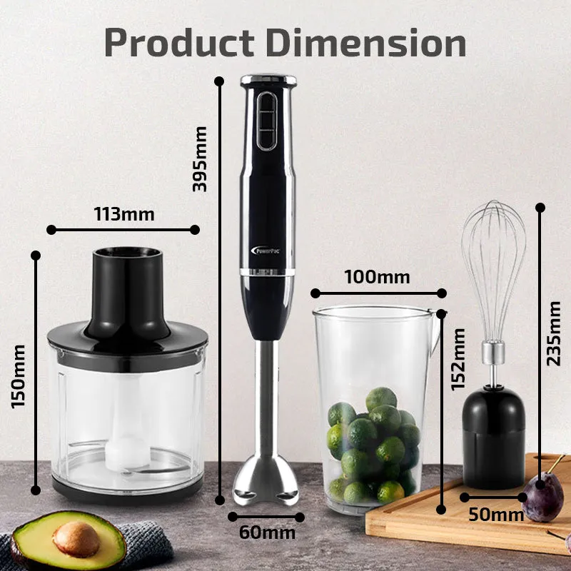 4in1 Hand Blender Set with Stainless Steel Blade 600W  (PPBL393)