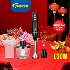 4in1 Hand Blender Set with Stainless Steel Blade 600W  (PPBL393)