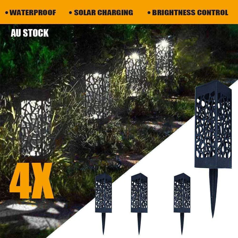 4pcs LED Solar Garden Ground Lights Sensor Light Patio Lawn Lamp IP65 Waterproof