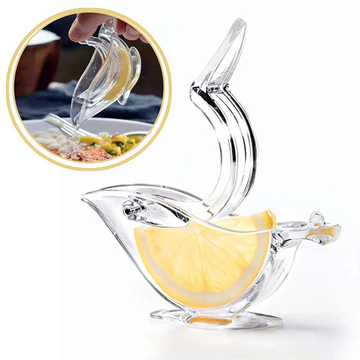 5344 Manual Lemon Slice Squeezer, Portable Transparent Fruit Juicer, Orange Citrus Manual Bird Shape Hand Juicer for Orange Lemon Lime,for Kitchen (Brown Box)