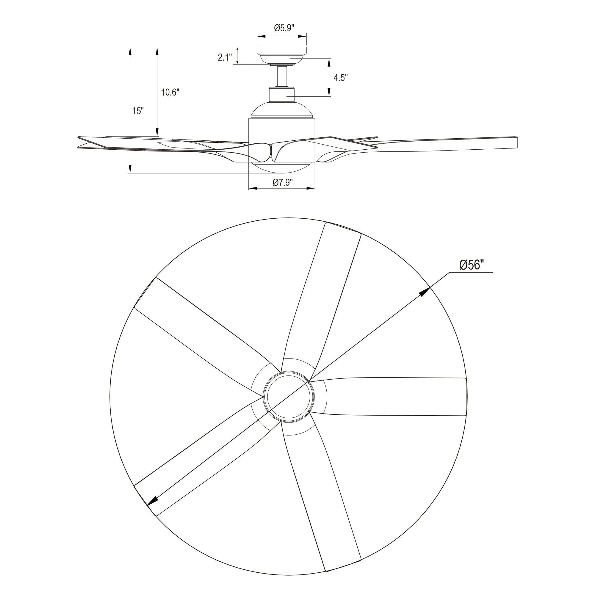 56" Genoa Farmhouse DC Motor Downrod Mount Reversible Ceiling Fan with Lighting and Remote Control