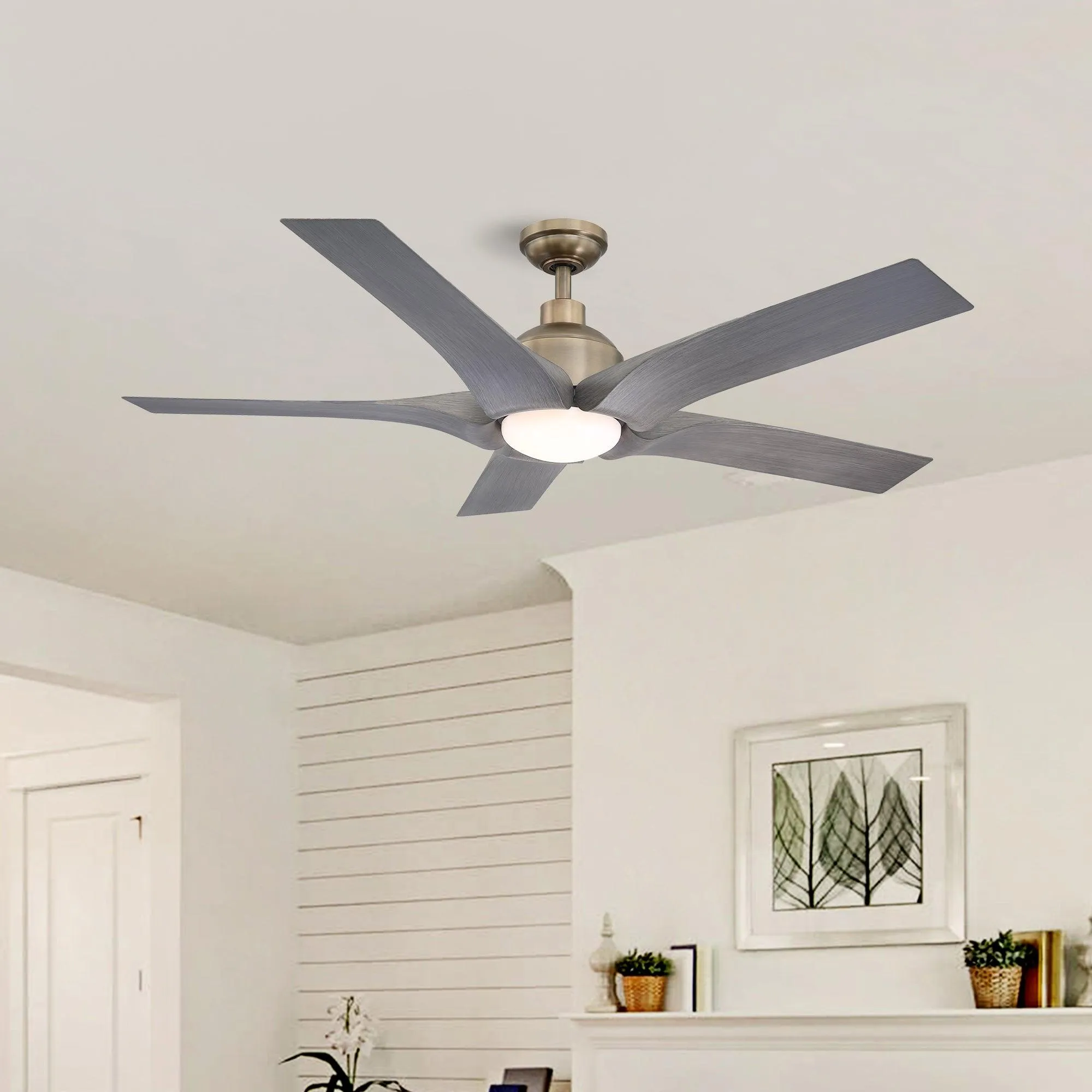 56" Genoa Farmhouse DC Motor Downrod Mount Reversible Ceiling Fan with Lighting and Remote Control