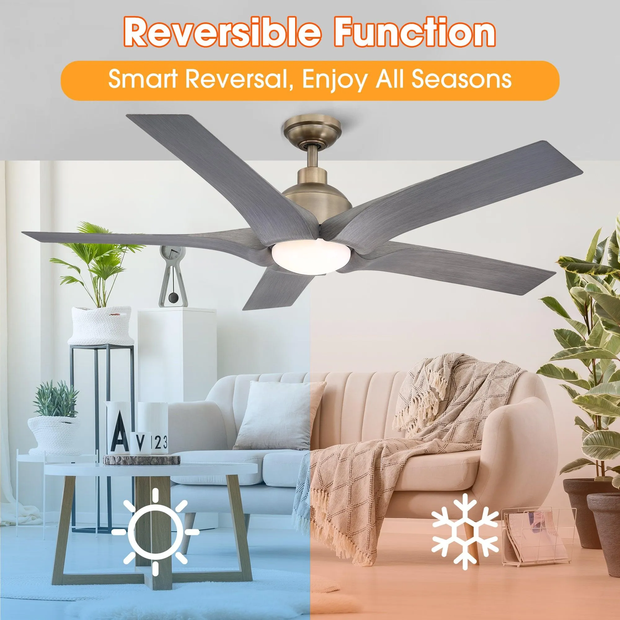 56" Genoa Farmhouse DC Motor Downrod Mount Reversible Ceiling Fan with Lighting and Remote Control