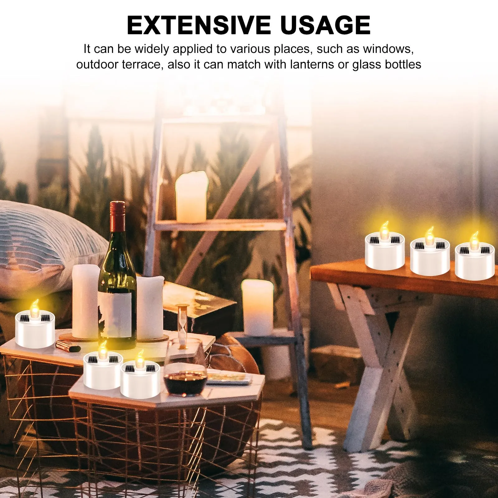 6 Pieces Solar Tea Light Candles Flameless Outdoor Waterproof Solar Tea Lights Rechargeable Candles with Dusk to Dawn Flickering Light Sensor for Party Garden Home Decor (Stylish)