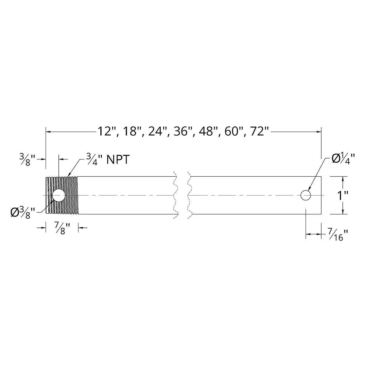 60" Ceiling Fan Extension Downrod