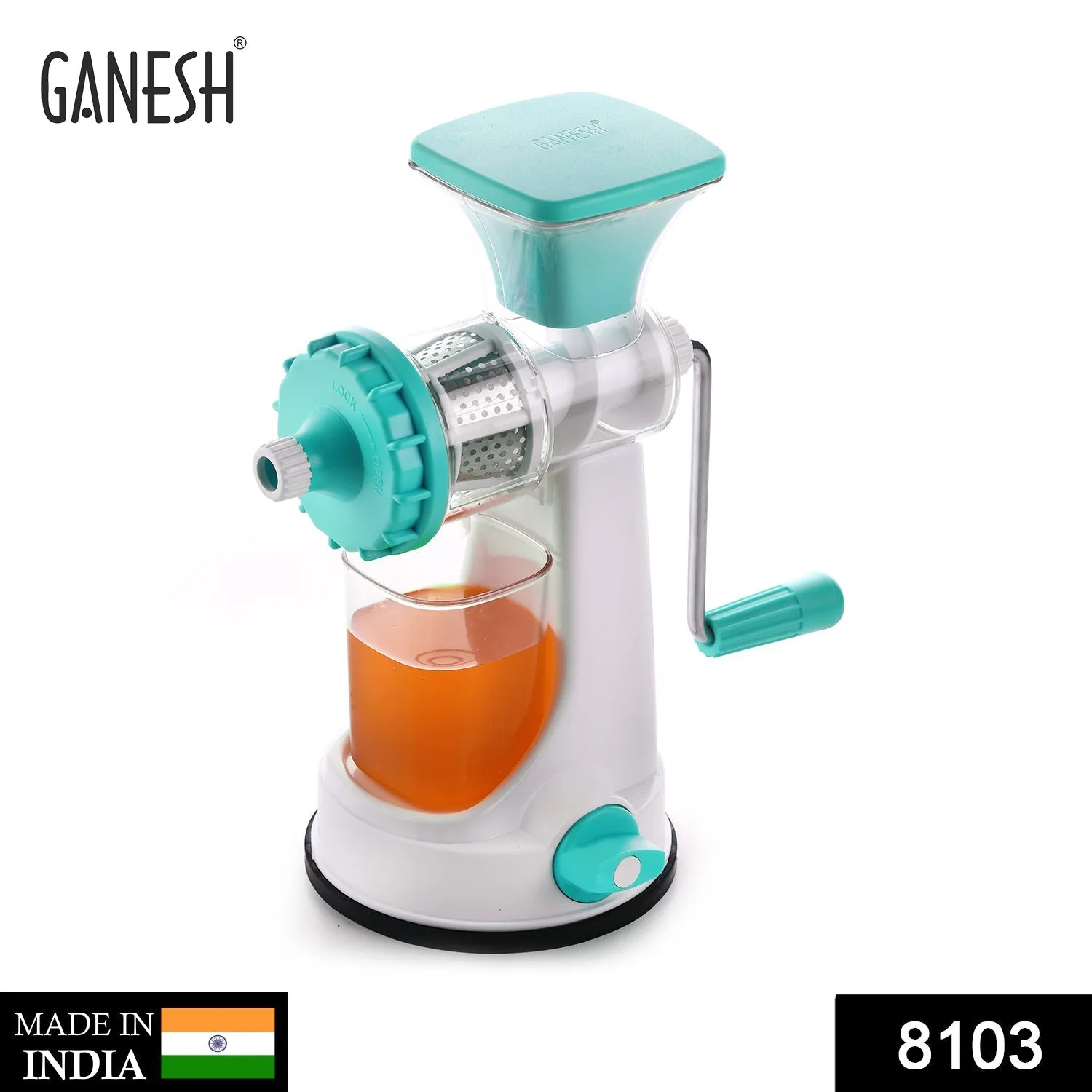 8103 Ganesh Kitchenware Plastic Hand Juicer New Smart Fruit & Vegetable Multipurpose Juicer (Color:Random Green,Blue,Red,Orange) ( Colors May Vary )  (Multicolor Pack of 1)