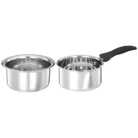 Amazon Brand - Solimo - 2 Pcs Stainless Steel Cookware Set - (Tope 18 cm, Sauce 14 cm)