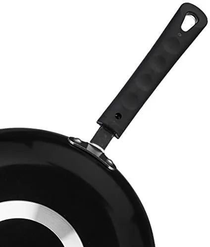 Amazon Brand - Solimo Aluminium Non-Stick Frypan with 2-Way Non-Stick Coating without Induction Bottom (22 cm, 2mm thickness), Black