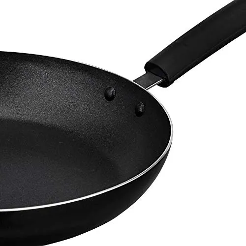 Amazon Brand - Solimo Aluminium Non-Stick Frypan with 2-Way Non-Stick Coating without Induction Bottom (22 cm, 2mm thickness), Black