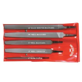 Apex Tool Group 5-Pc General Purpose File Set, 6 in, 8 in, 10 in, Pouch, 22040NNN