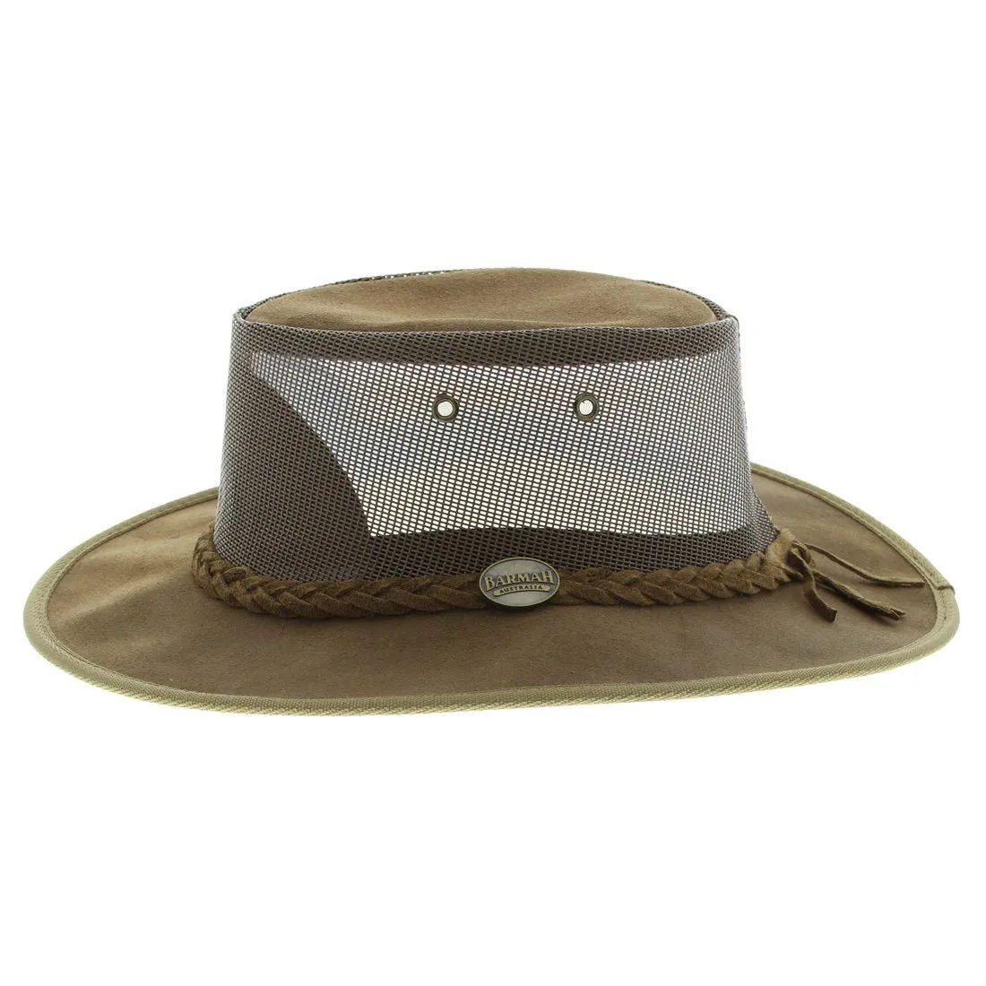 Barmah 1064RB Foldaway Cooler Leather Hat  - Royal Brown