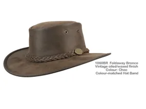 Barmah Foldaway Bronco Australian Leather Hat