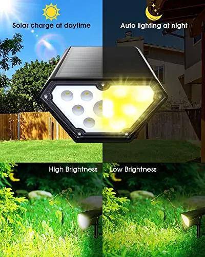 Biling Solar Spot Lights Outdoor, Bright 700 Lumen IP67 Waterproof Adjustable Solar Landscape Spotlights for House Tree Patio Pathway Yard Garden Driveway - Warm White(4 Pack)