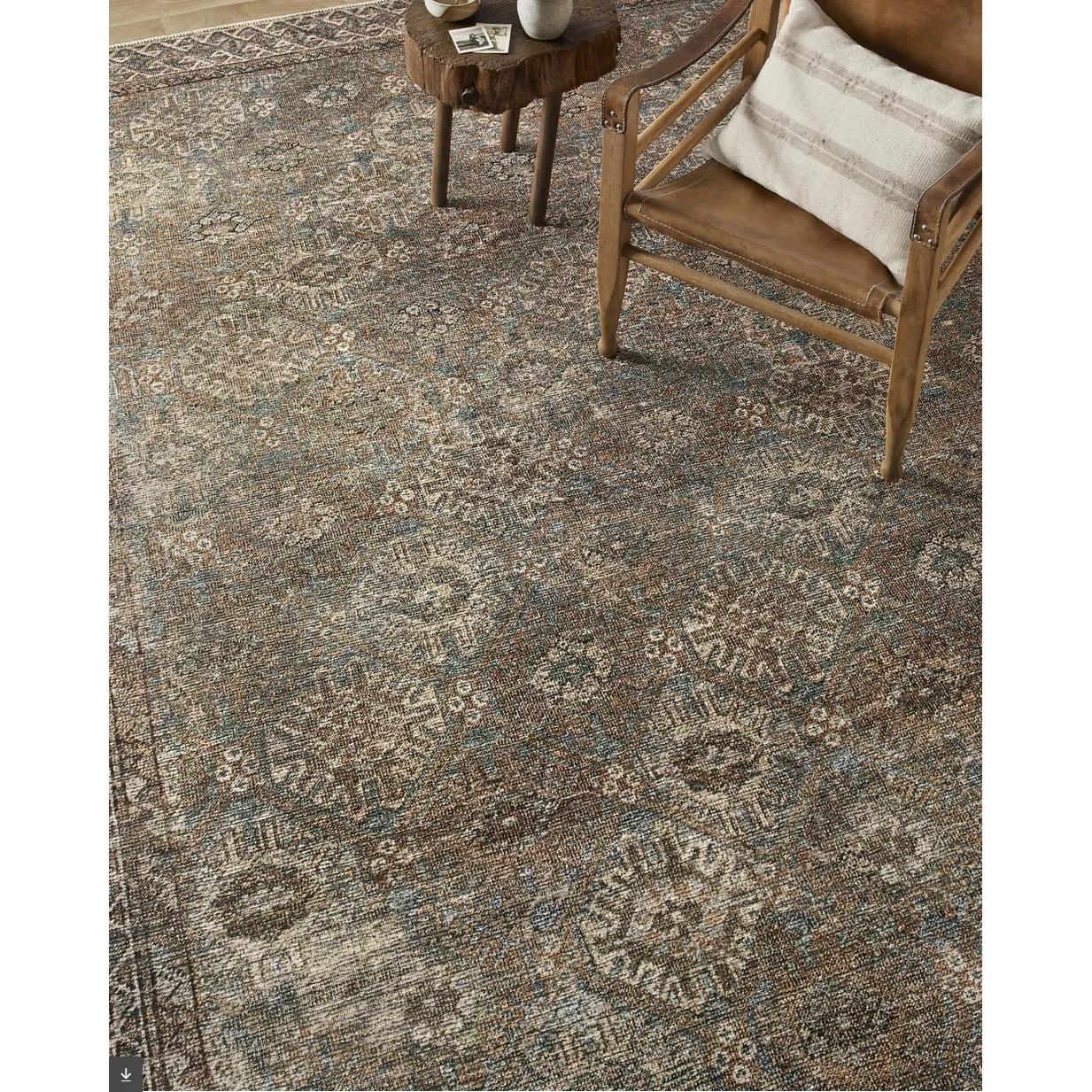 Billie Area Rug - Aqua/Rust