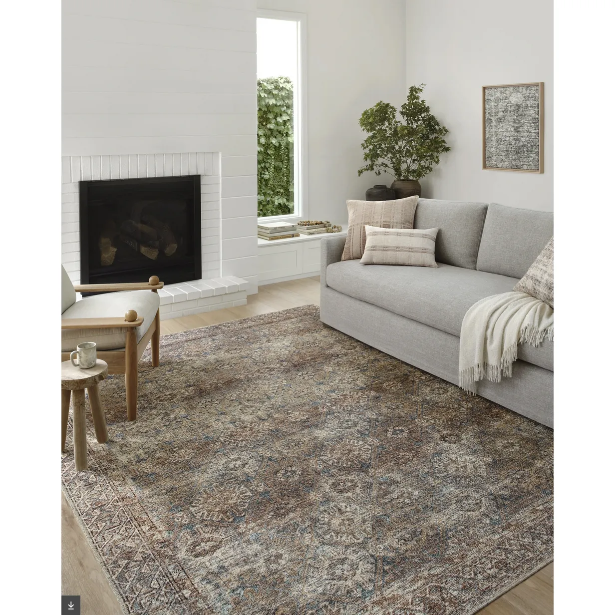 Billie Area Rug - Aqua/Rust