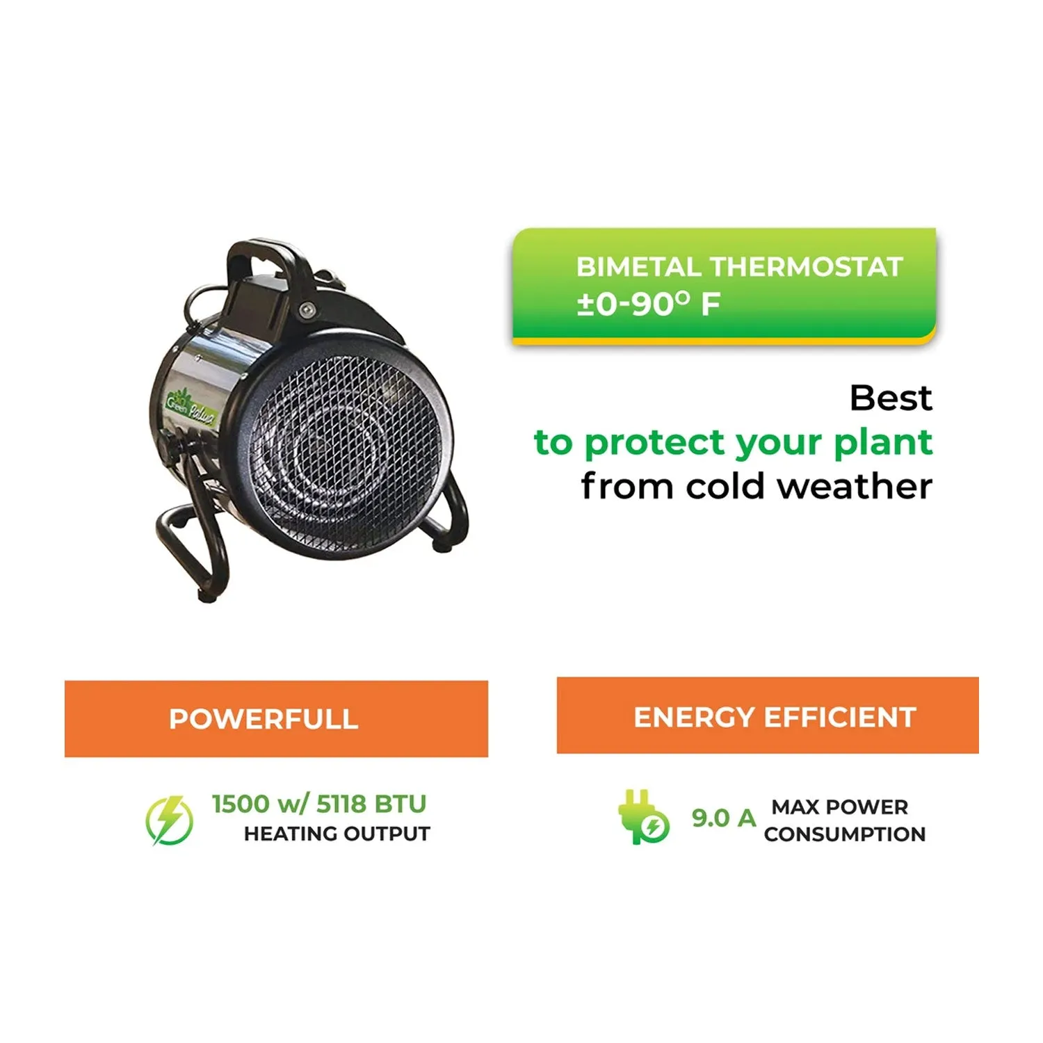 Bio Green Palma Basic Greenhouse Space Heater, 120 Sq Ft, 1500 Watts (3 Pack)