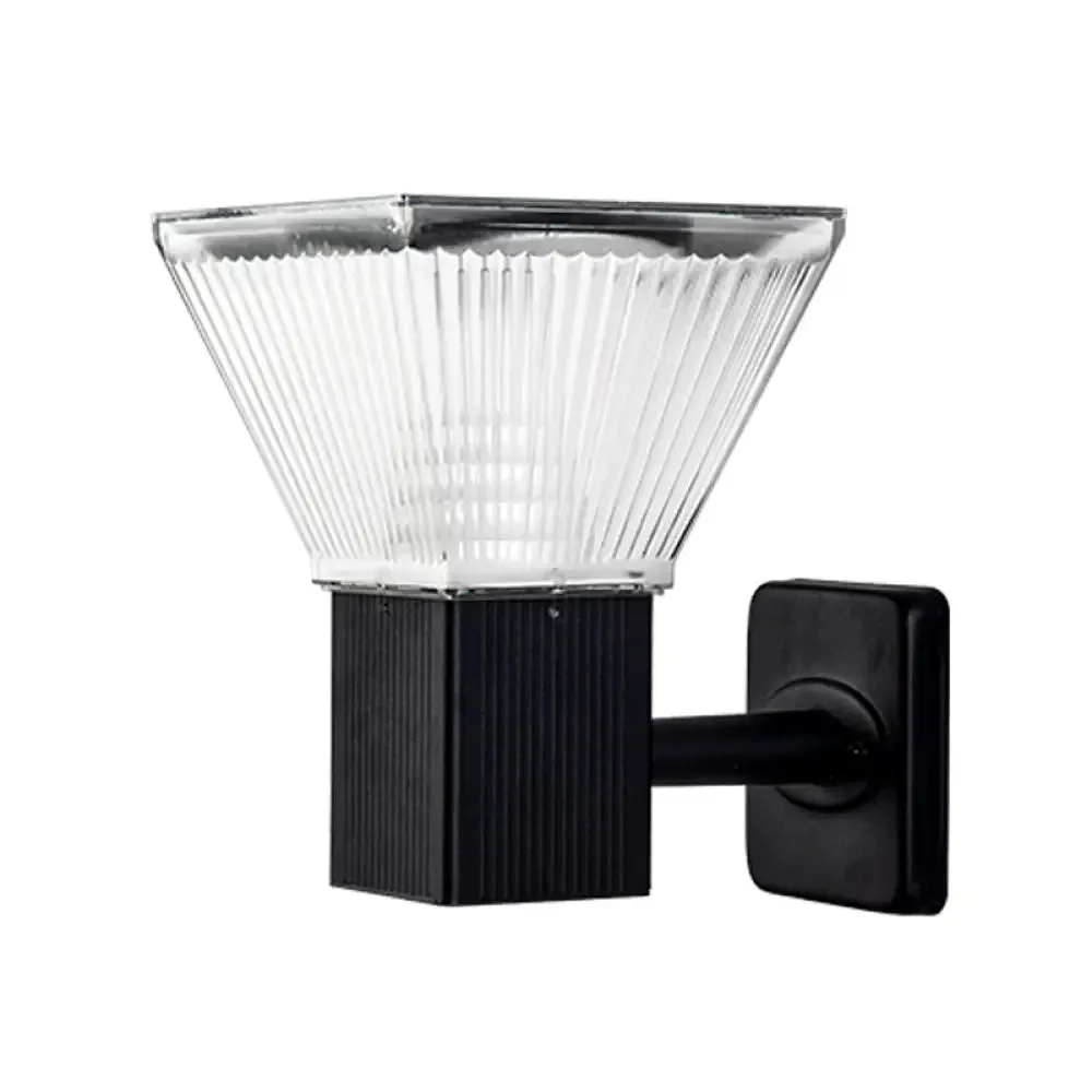 Black Geometric LED Wall Sconce - Outdoor Solar Lighting Fixture