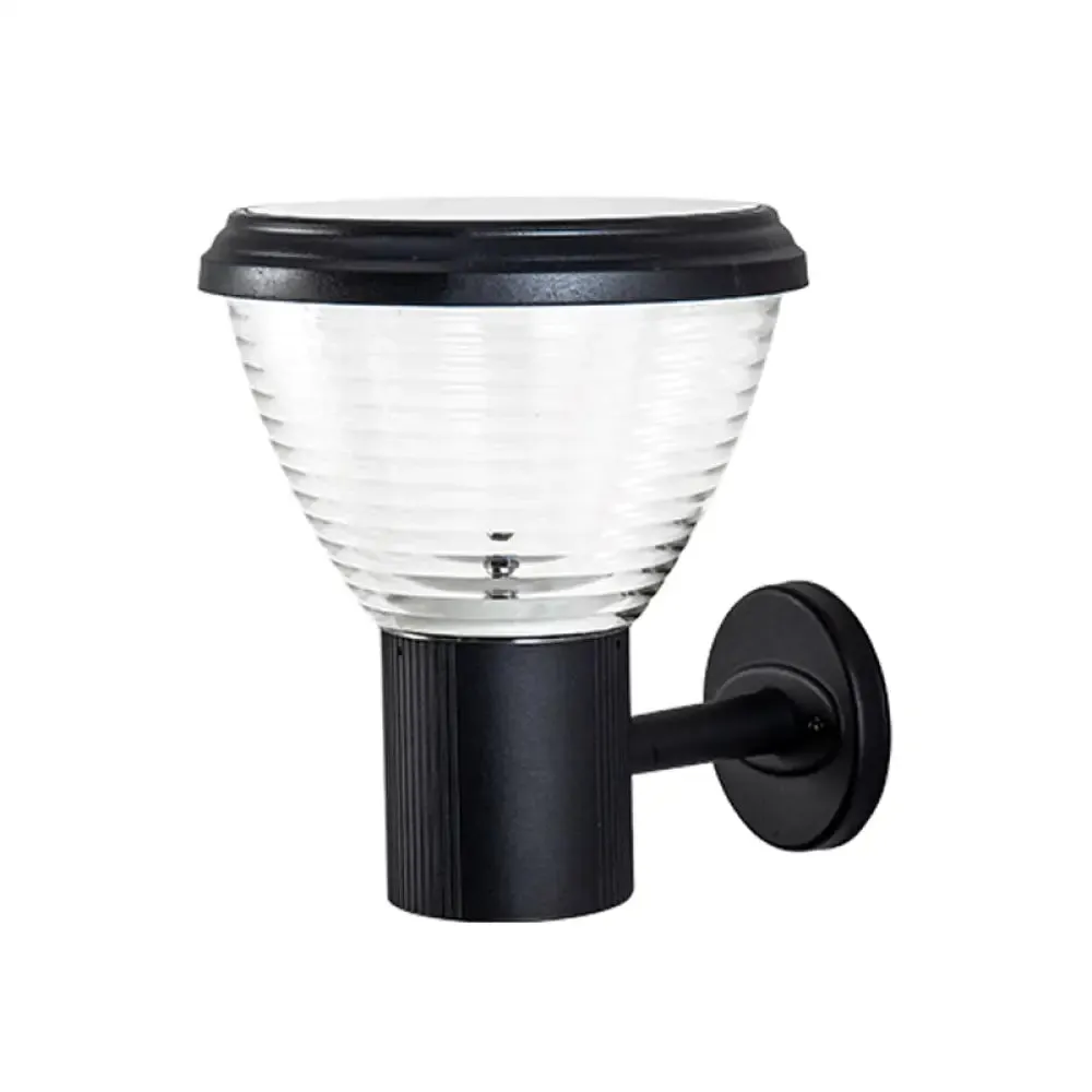 Black Geometric LED Wall Sconce - Outdoor Solar Lighting Fixture