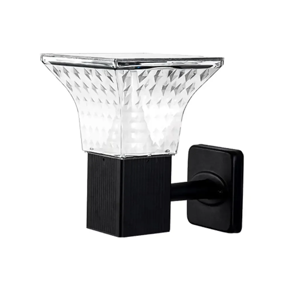 Black Geometric LED Wall Sconce - Outdoor Solar Lighting Fixture