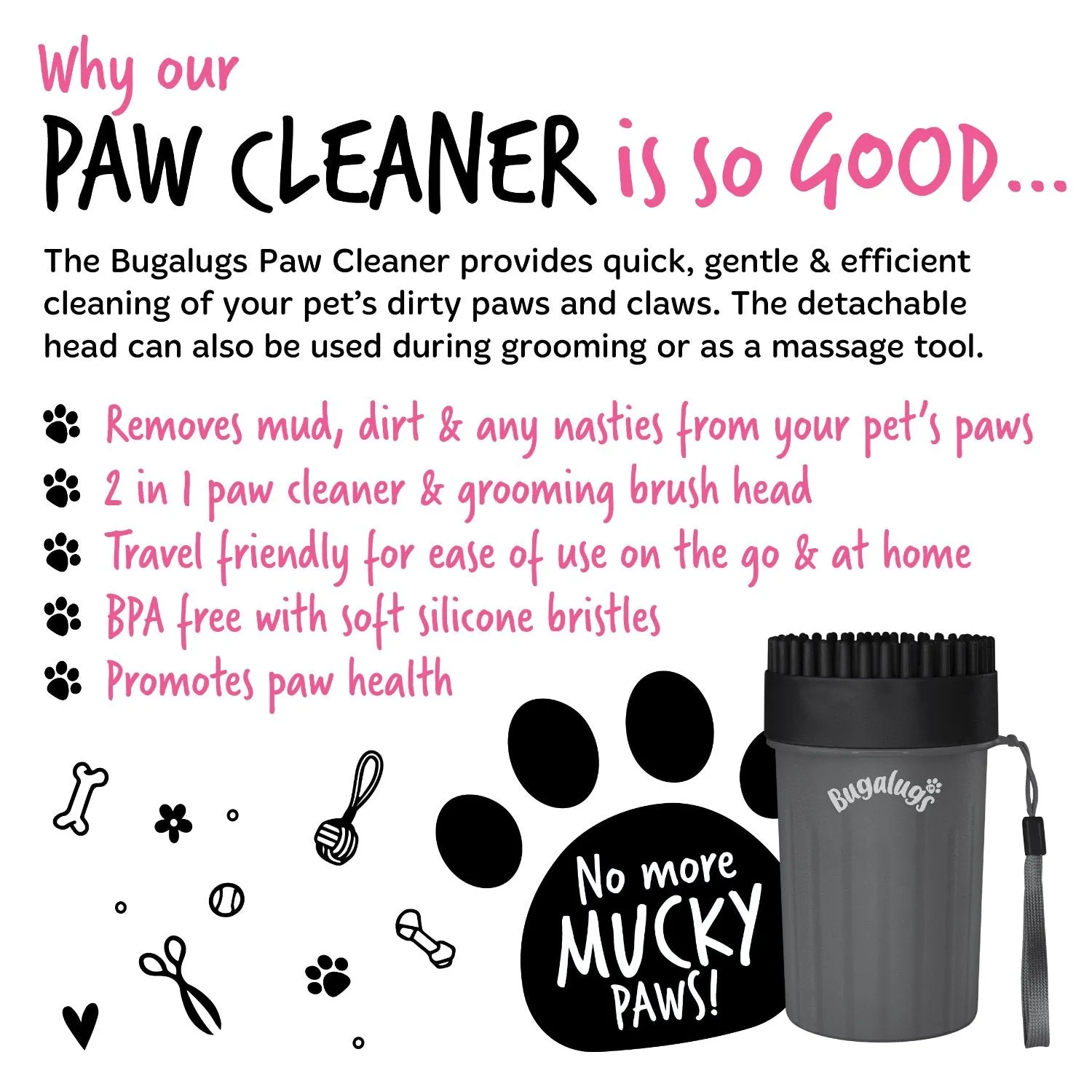 Black Paw Cleaner Cup for Dogs & Cats (Medium)