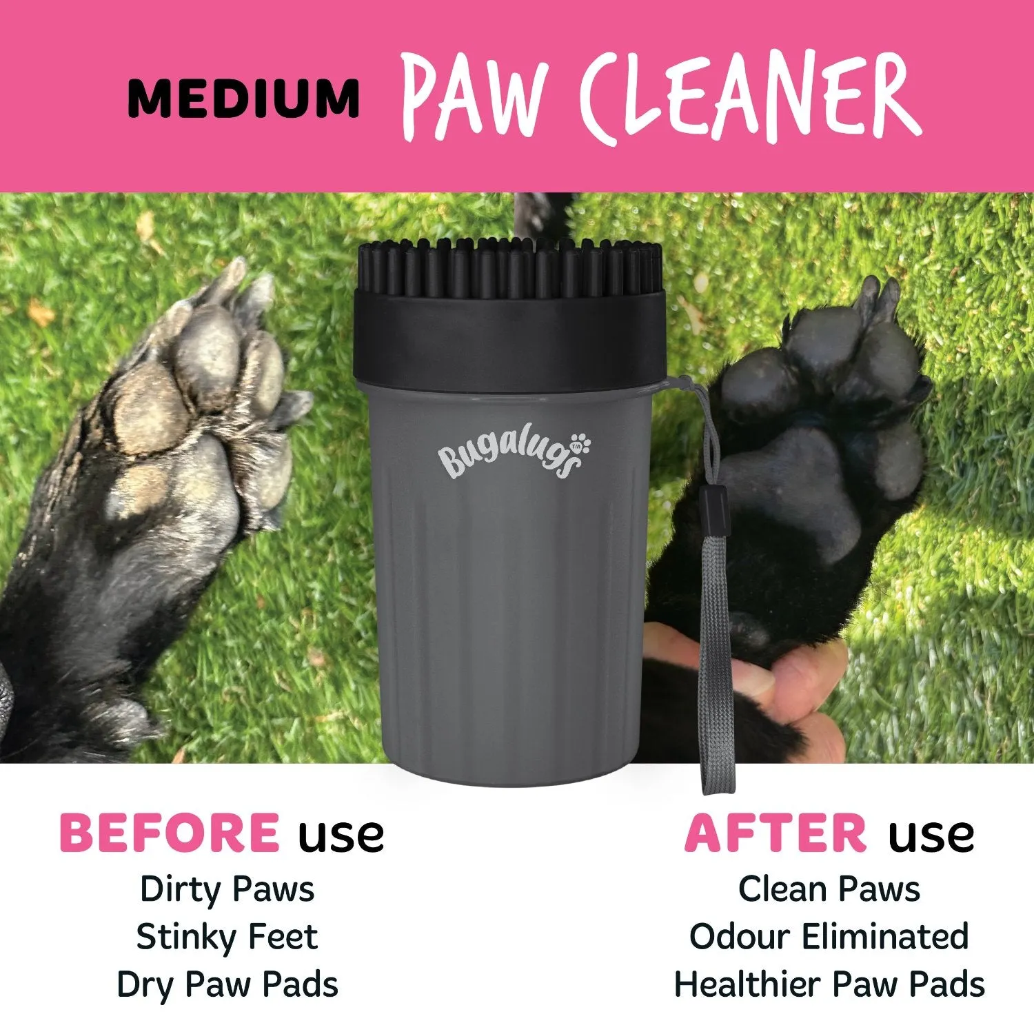 Black Paw Cleaner Cup for Dogs & Cats (Medium)