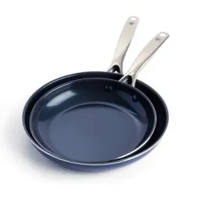 Blue Diamond 2pc (9.5" & 11") Aluminum Ceramic Nonstick Frypan Set Blue