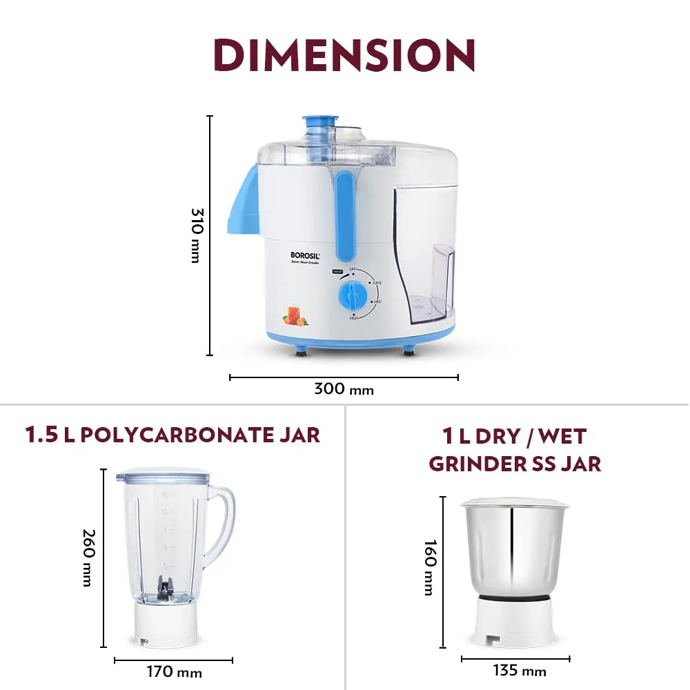 Borosil Primus II Juicer Mixer Grinder