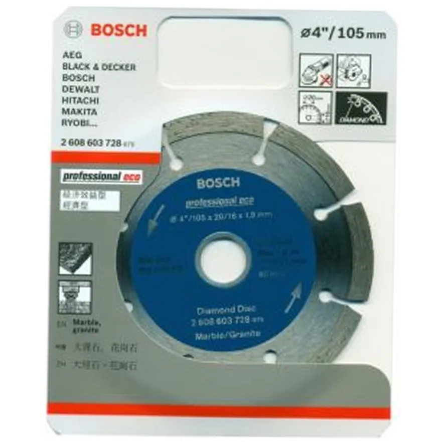 Bosch Diamond Cut Off Wheel 4" Segmented for Stone (2608603728)