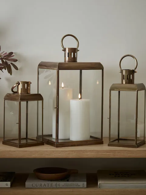 Brass Effect Square Lantern