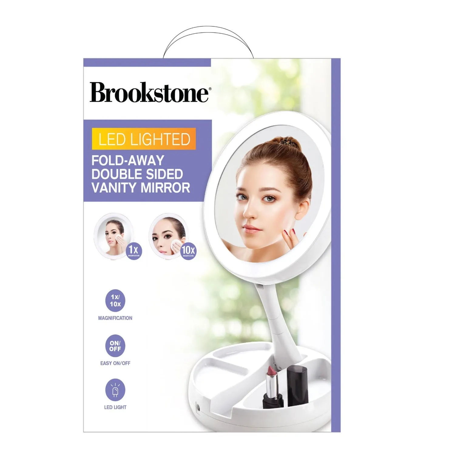 Brookstone LED Light Up Foldaway Double Sided Mirror