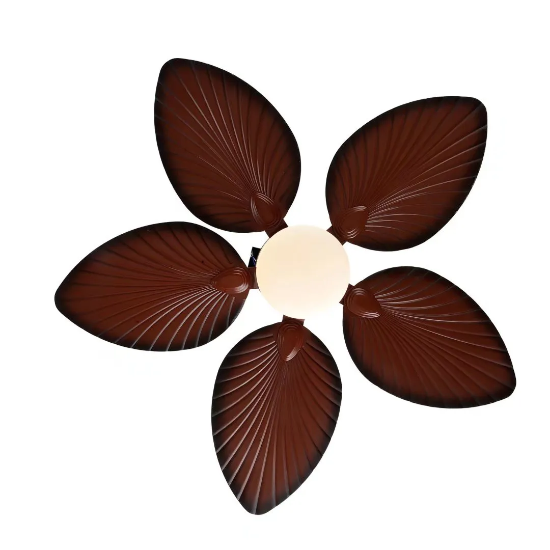 Brown Tropical Palm Metal Ceiling Lamp And Ceiling Fan