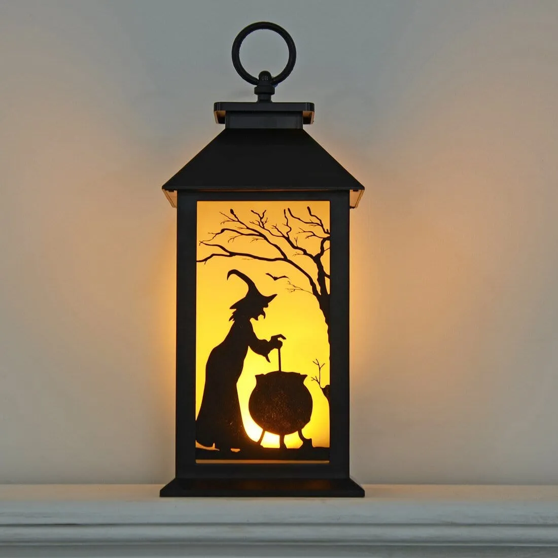 Cackle & Co Black Halloween Design Lantern With Lights