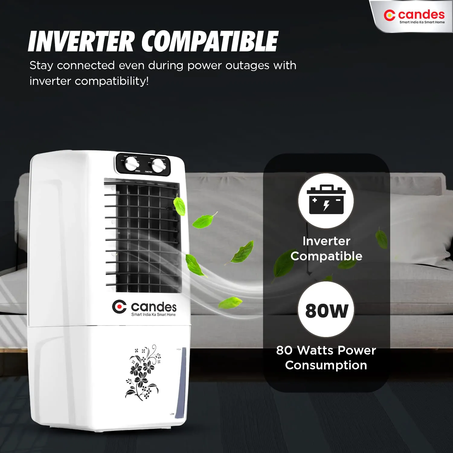 Candes 12L Portable Mini Air Cooler for Home | High Speed Blower, Ice Chamber, 3 Way Speed Control | Inverter Compatible Air Cooler for Room Cooling with Honeycomb Cooling Pads | 1 Year Warranty