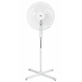 Click 40cm Pedestal Fan/3 Speed/Oscillating/1.2m Adjst Height/Safety Grill - White