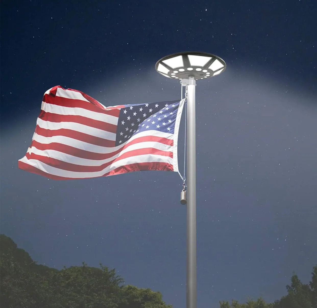 Commercial Solar Flag Pole Light Outdoor Dusk to Dawn, 266 led Light, 4200lm Super Bright