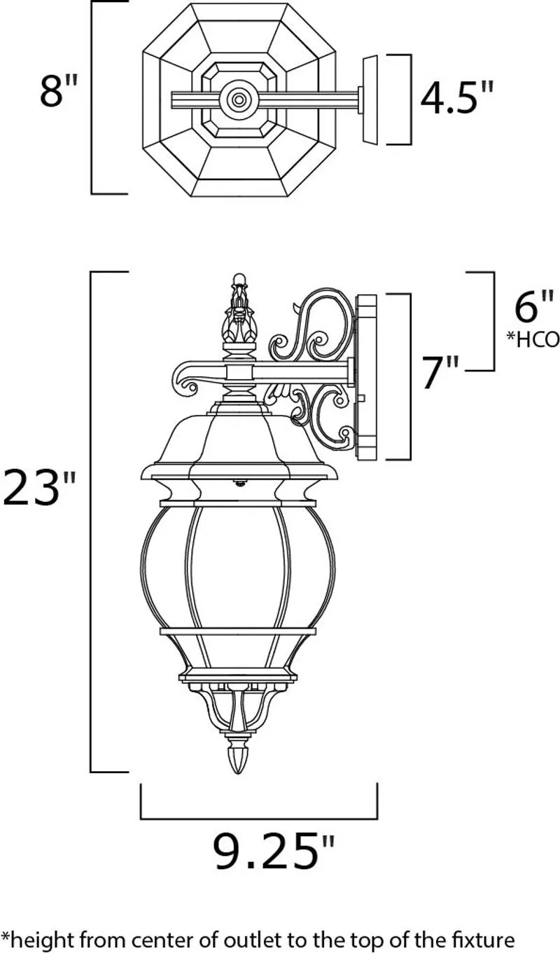 Crown Hill 23" 3 Light Outdoor Wall Mount in Black