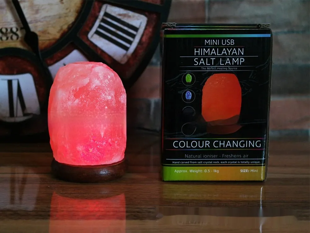 Crystal Salt USB Natural Colorful Color Changing Warm White Led Mineral Small Night Lamp