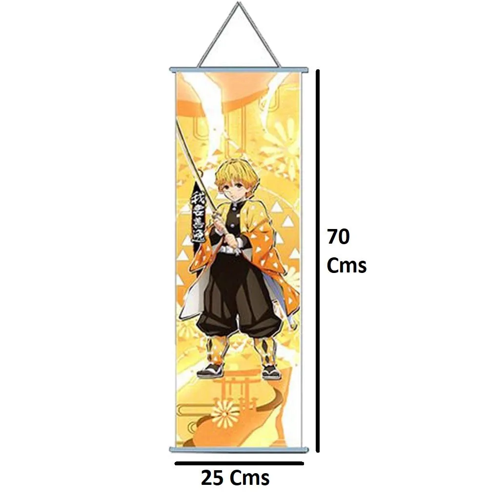 Demon Slayer Zenitsu Agatsuma Slaying Corps Anime Poster Wall Scroll | 70 x 25 Cms |