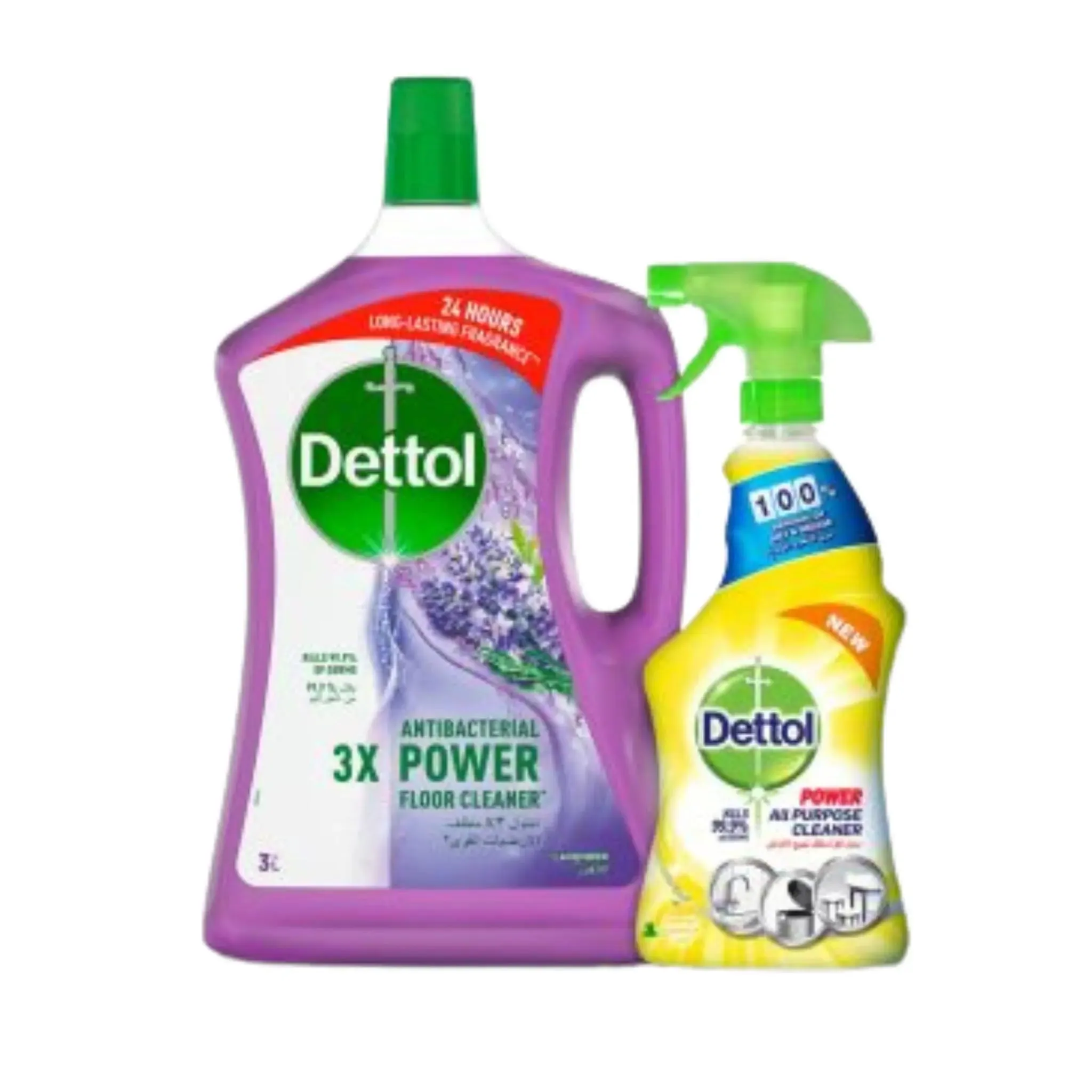 Dettol Floor Cleaner Lavender 3L   All Purpose Cleaner 500ml - 2x4 sets (1 carton)