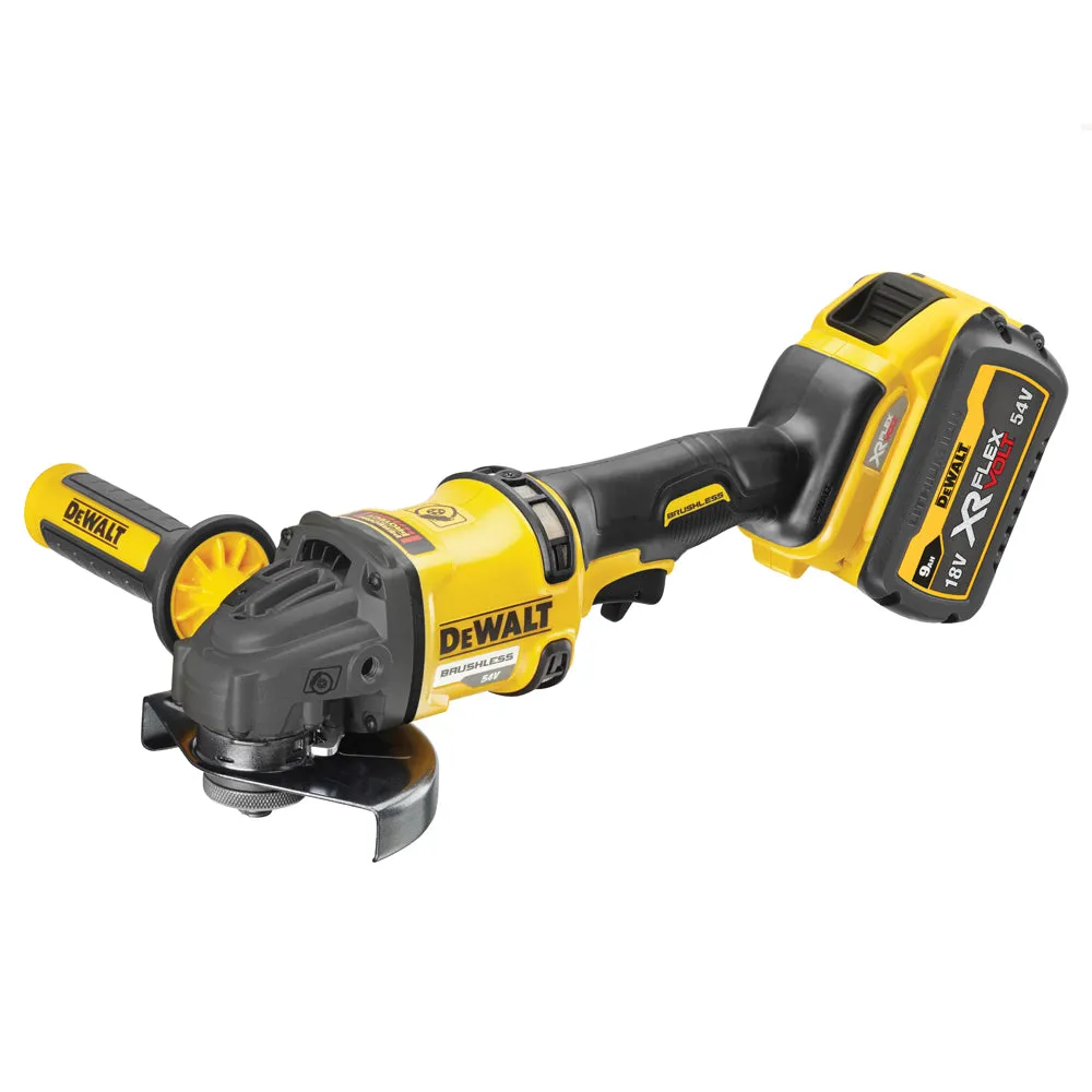 Dewalt DCG418X2 54V FlexVolt Brushless 125mm Angle Grinder with 2 x 9.0Ah Battery Charger & Case